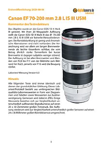 Canon EF 70-200 mm 2.8 L IS III USM mit EOS-1D X Mark III Labortest, Seite 1 [Foto: MediaNord]