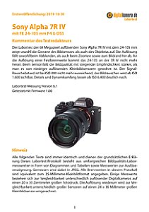 Sony Alpha 7R IV mit FE 24-105 mm F4 G OSS (SEL24105G) Labortest, Seite 1 [Foto: MediaNord]