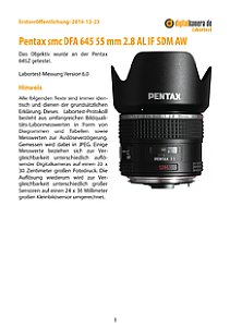 Pentax smc DFA 645 55 mm 2.8 AL IF SDM AW mit 645Z Labortest, Seite 1 [Foto: MediaNord]