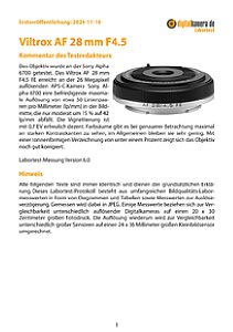 Viltrox AF 28 mm F4.5 FE mit Sony Alpha 6700 Labortest, Seite 1 [Foto: MediaNord]