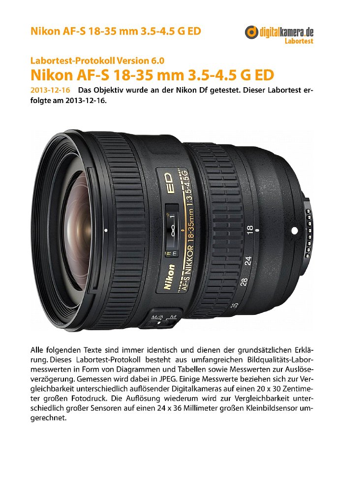 Nikon Af S 18 35 Mm 35 45 G Ed Mit Df Labortest Labortest Protokoll 