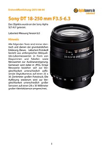 Sony DT 18-250 mm F3.5-6.3 (SAL18250) mit Alpha SLT-A57 Labortest, Seite 1 [Foto: MediaNord]