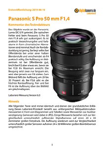 Panasonic S Pro 50 mm F1,4 (S-X50E) mit Lumix DC-S1R Labortest, Seite 1 [Foto: MediaNord]