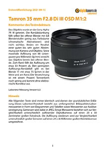 Tamron 35 mm F2.8 Di III OSD M1:2 (F053) mit Sony Alpha 7R III Labortest, Seite 1 [Foto: MediaNord]