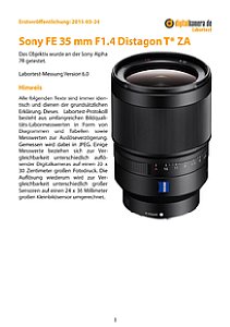 Sony FE 35 mm F1.4 Distagon T* ZA (SEL35F14Z) mit Alpha 7R Labortest, Seite 1 [Foto: MediaNord]