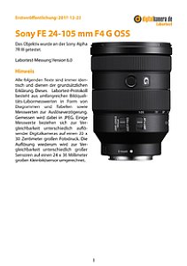 Sony FE 24-105 mm F4 G OSS (SEL24105G) mit Alpha 7R III Labortest, Seite 1 [Foto: MediaNord]