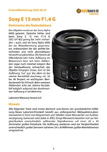 Sony E 15 mm F1.4 G (SEL15F14G) mit Alpha 6400 Labortest, Seite 1 [Foto: MediaNord]