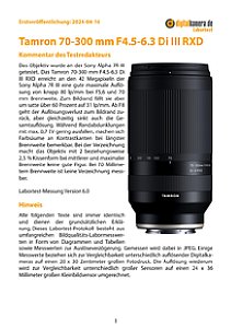 Tamron 70-300 mm F4.5-6.3 Di III RXD (A047) mit Sony Alpha 7R III Labortest, Seite 1 [Foto: MediaNord]