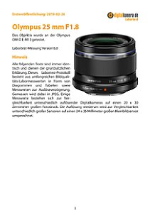 Olympus 25 mm F1.8 (ES-M2518) mit OM-D E-M10 Labortest, Seite 1 [Foto: MediaNord]