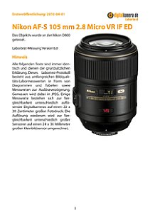 Nikon AF-S 105 mm 2.8 Micro VR IF ED mit D800 Labortest, Seite 1 [Foto: MediaNord]