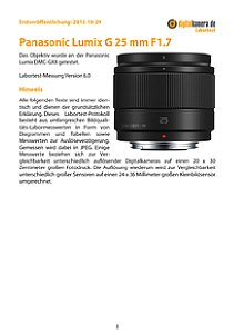 Panasonic Lumix G 25 mm F1.7 mit DMC-GX8 Labortest, Seite 1 [Foto: MediaNord]