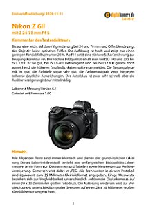 Nikon Z 6II mit Z 24-70 mm F4 S Labortest, Seite 1 [Foto: MediaNord]