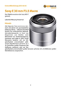 Sony E 30 mm F3.5 Macro (SEL30M35) mit NEX-7 Labortest, Seite 1 [Foto: MediaNord]