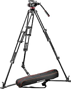 Manfrotto Doppelrohr Alu Videostativ mit 502 Fluid-Video-Neiger (MVH502A,546GB-1). [Foto: Manfrotto]