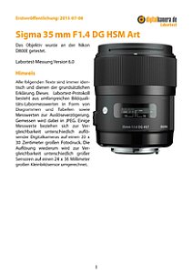 Sigma 35 mm F1.4 DG HSM Art mit Nikon D800E Labortest, Seite 1 [Foto: MediaNord]