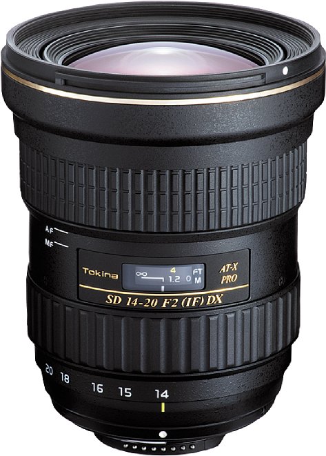 Bild Tokina AT-X 14-20 mm 2.0 Pro DX mit durchgängiger, hoher Lichtstärke von F2,0. Der Fokus-Ring wird zum Umschalten auf manuellen Fokus einfach zurück (in Richtung Kamera) gezogen. [Foto: Tokina]
