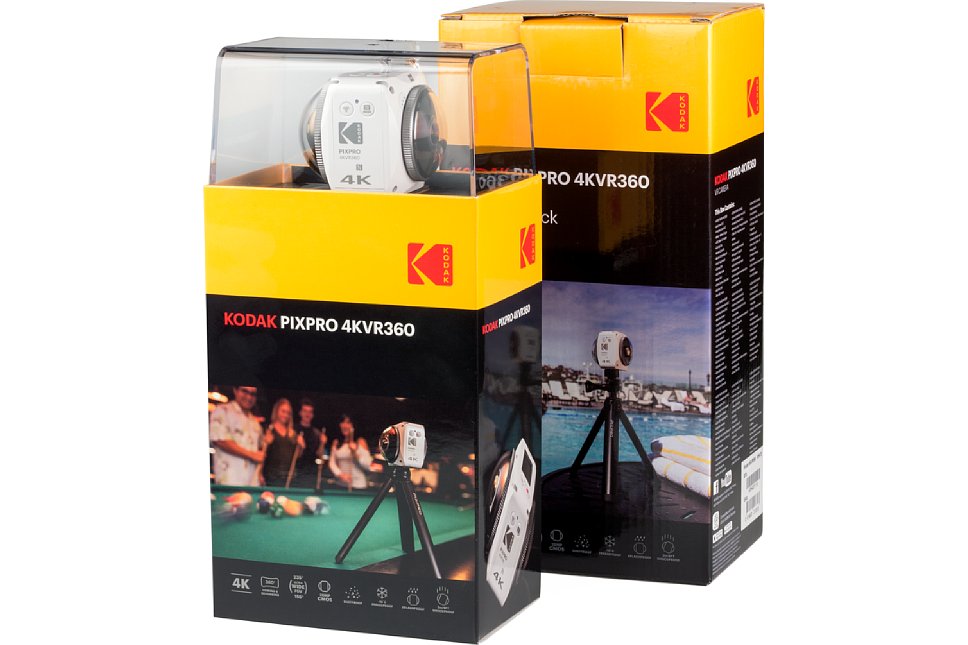 Bild Die für eine Actioncam typische Vitrinenverpackung darf bei der Kodak PixPro 4KVR360 nicht fehlen. Diese steckt noch einmal komplett in einem zusätzlichen Schmuckkarton. [Foto: MediaNord]