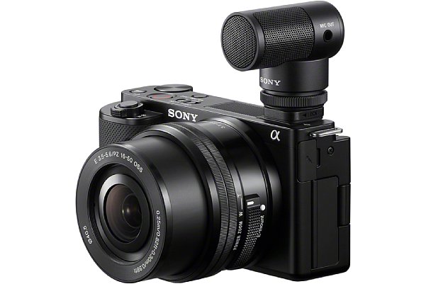 Bild Das Sony ECM-G1 lässt sich direkt auf dem Mi-Schuh der Sony ZV-E10 oder anderen Sony-Kameras verwenden, so dass keine Kabel notwendig sind. [Foto: Sony]