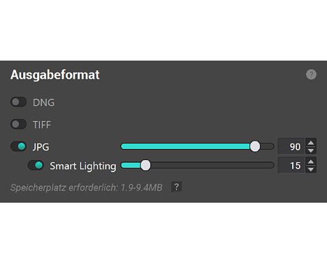Bild Die Option Smart Lighting ist für den Export von JPG-Dateien hinzugekommen. [Foto: Akki Moto]