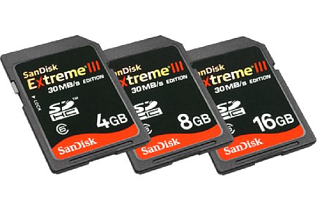 SanDisk Extreme III SDHC-Kartenfamilie mit 30 MBytes/s [Foto: Sandisk]