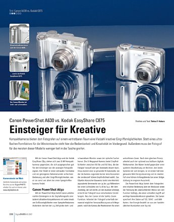 Canon PowerShot A630 vs. Kodak EasyShare C875 von DigitalPhoto 03/2007 [Foto: DigitalPhoto]