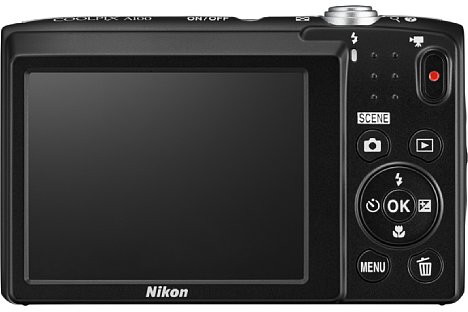 Bild Das rückwärtige LC-Display der Nikon Coolpix A100 misst 6,7 Zentimeter in der Diagonale und löst 230.000 Bildpunkte aus. [Foto: Nikon]