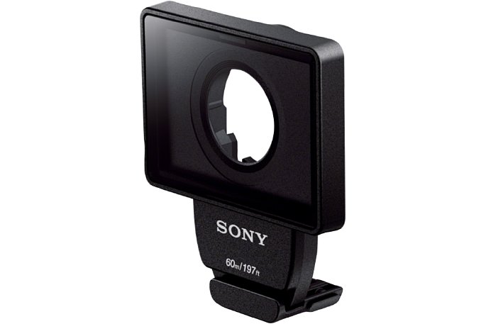Bild Optional (für 29 Euro) kann die Front durch den Sony AXA-DXX1 Gehäusedeckel ausgetauscht werden. Dann ist das Gehäuse bis 60 Meter wasserdicht und ermöglicht dank planer Frontscheibe scharfe Unterwasseraufnahmen. [Foto: Sony]