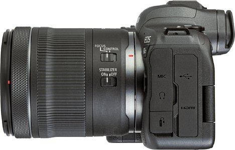 Bild Die Schnittstellenausstattung der Canon EOS R6 ist vielfältig: Neben einem Fernauslöseanschluss gibt es einen Mikrofonein- und einen Kopfhörerausgang sowie eine 4K-fähige Micro-HDMI-Schnittstelle und einen modernen USB-C-Anschluss. [Foto: MediaNord]
