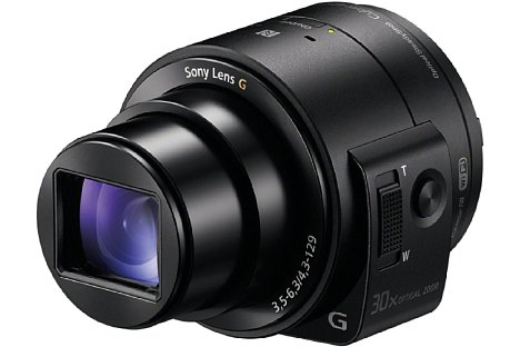 Bild Die Sony DSC-QX30 ist eine der "Lens Style Cameras", also Smartphone-Zusatzkameras, die keinen eigenen Monitor oder Sucher haben, sondern hauptsächlich vom Smartphone aus (fern-)bedient werden. [Foto: Sony]