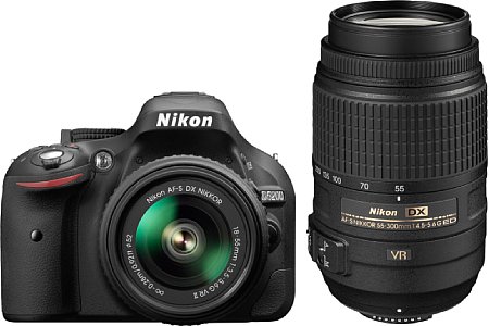 Nikon D5200 mit AF-S 18-55 mm VR und 55-300 mm VR. [Foto: Nikon]