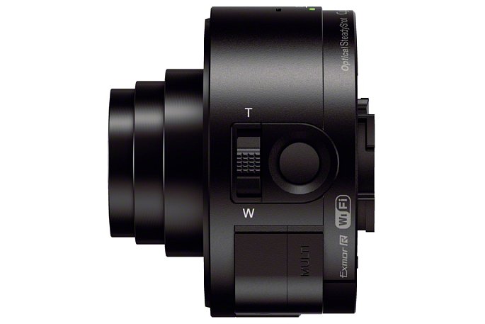 Bild Die QX10 leiht sich die Technik von Sonys Kompaktkamera WX100 und glänzt mit ihrem 10-fach-Zoom. [Foto: Sony]