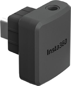 Bild Der Insta360 ONE RS Mikrofonadapter mit 3,5-Zoll-Klinkenbuchse wird seitlich in den Schnittstellen-Port gesteckt. Dazu muss die Schnittstellenklappe abgenommen werden. Der Halterahmen hat eine entsprechende Aussparung. [Foto: Insta360]