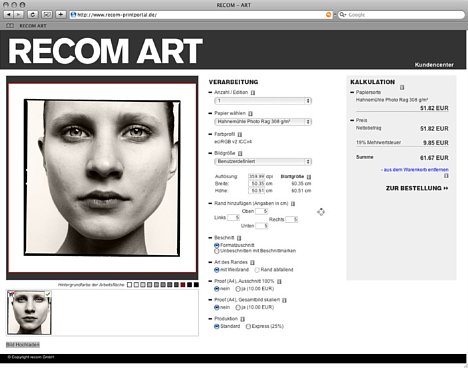 Bild Screenshot des Konfigurators von Recom Art [Foto: RECOM Art]