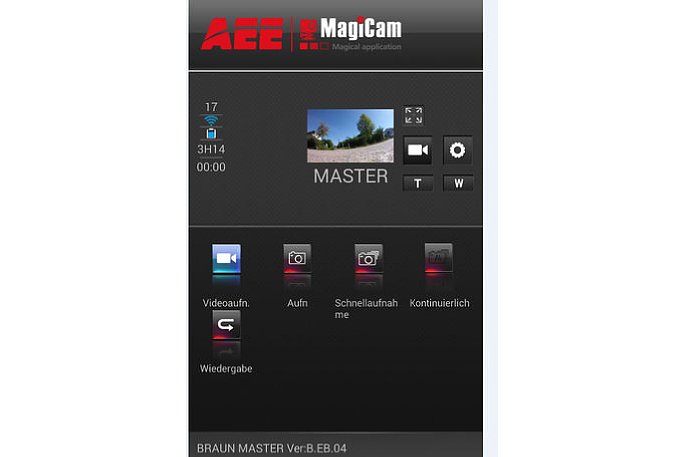 Bild AEE-App für Braun Master Actioncam: Einstellungen können bequem über die App vorgenommen werden. [Foto: MediaNord]