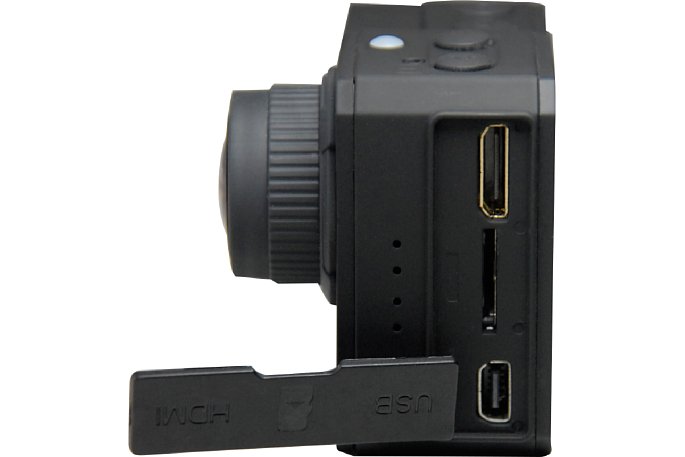 Bild Unter einer Abdeckung der HD Pro 2 sitzen HDMI-Anschluss, Mikro-SD-Karten-Steckplatz und Mini-USB-Buchse. [Foto: HD Pro]