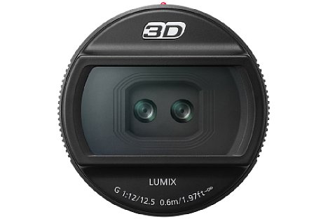 Bild Das Panasonic Lumix G 1:12 12,5 mm 3D arbeitet mit zwei einzelnen und lichtschwachen Optiken. [Foto: Panasonic]