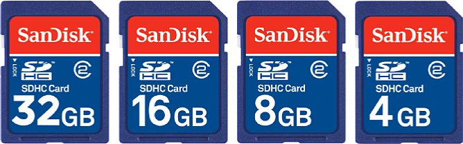 SanDisk SDHC Card 32GB 16GB 8GB 4GB [Foto: Sandisk]