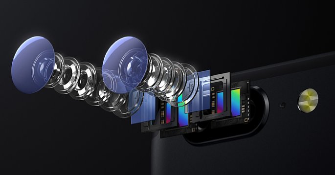 Bild Die Doppelkamera des OnePlus 5 bietet je ein Weitwinkel- und ein Teleobjektiv mit Lichtstärke F1,7 bzw. F2,8, die jeweils einen 16 bzw. 20 Megapixel Sensor belichten. [Foto: OnePlus]
