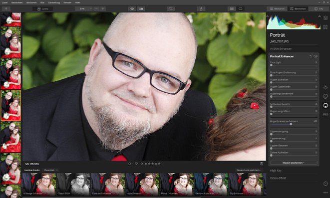Bild Mit dem "Porträt Enhancer" stehen dem Bildbearbeiter eine Vielzahl automatisierter Funktionen zur Verfügung, unter anderem auch die "Verschlankung" von Gesichtern. [Foto: Medianord]