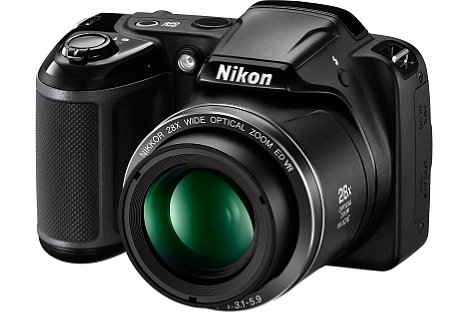 Bild Die Nikon Coolpix L340 ist eine einfache Einsteigerkamera mit 28fachem optischem Zoom. [Foto: Nikon]