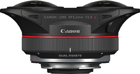 Bild Das Canon RF 5,2 mm F2.8 L Dual Fisheye ist mit 5,3 Zentimetern ziemlich flach und mit 350 Gramm auch nicht besonders schwer. [Foto: Canon]