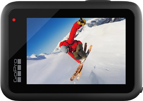 Bild Der Touchscreen der GoPro Hero10 Black nutzt fast die gesamte Rückseite aus. Der Monitor dient als Sucher und hierüber wird die Kamera auch im wesentlichen bedient. [Foto: GoPro]