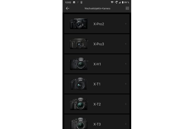 Bild Im zweiten Schritt der Kopplung der Fujifilm Camera Remote App mit der Kamera muss letztere ausgewählt werden. [Foto: MediaNord                              ]