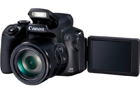 Bild Dank des dreh- und schwenkbaren Displays gelingen mit der Canon PowerShot SX70 HS Aufnahmen aus allen möglichen Perspektiven. Auch einen integrierten Blitz bietet die Bridgekamera. [Foto: Canon]