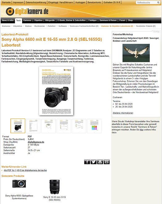 Bild digitalkamera.de-Labortests sind jetzt PDF-Dateien und werde genauso einzeln verkauft und heruntergeladen wie E-Paper (Zeitschriften) oder E-Books. Es gibt sie aber weiterhin per "Flatrate". Mit der Pauschalgebühr hat man Zugriff auf alle Labortests. [Foto: MediaNord]