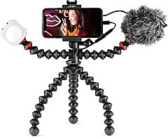 Das Joby GorillaPod Vlogging-Kit bietet fürs Smartohone eine stabile Halterung, ein Tischstativ, eine LED-Leuchte mit Diffusoer-Aufsatz und ein Mikrofon mit Windschutz. [Joby]