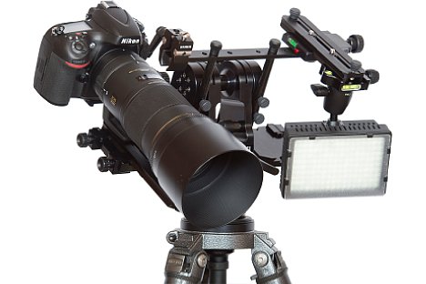 Bild Anstatt eines zweiten Kamerasystems trägt der eki Pro MD II auch weiteres Zubehör wie LED-Leuchten oder Camcorder. [Foto: eki]