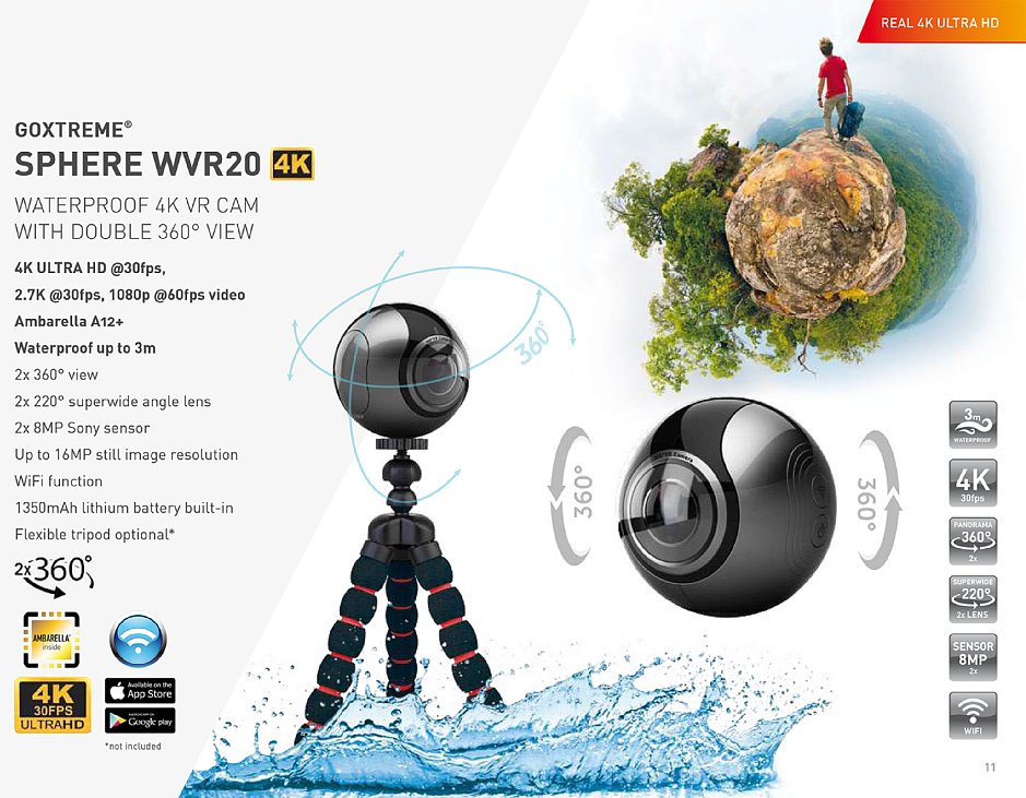 Bild EasyPix GoXtreme Sphere WVR 20 4K im englischsprachigen GoXtreme-Prospekt. [Foto: Easypix]