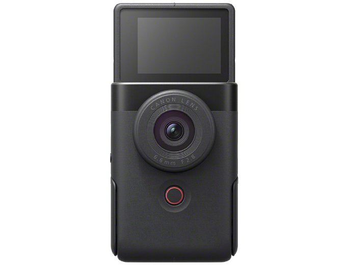 Bild Das Display der Canon PowerShot V10 lässt sich nach vorne klappen, so dass man bei Selfies den vollen Überblick hat. [Foto: Canon]