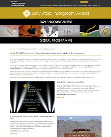 Bild Alles zu den Sony World Photography Awards gibt es Online auf der Website der World Photography Organisation. [Foto: Screenshot MediaNord]